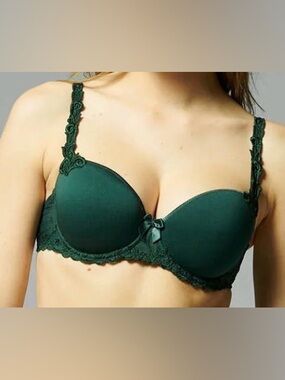 NWT Simone Perele Andora Agate Green Bra size 34 E (U.S.)